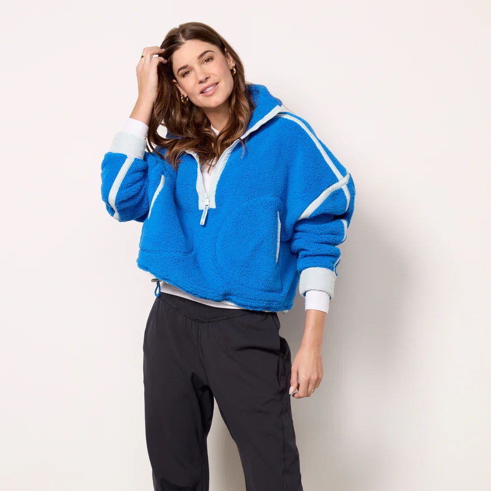 Free People FP Movement Mountain High Half Zip Fleece in Mid Atlantic, size XS